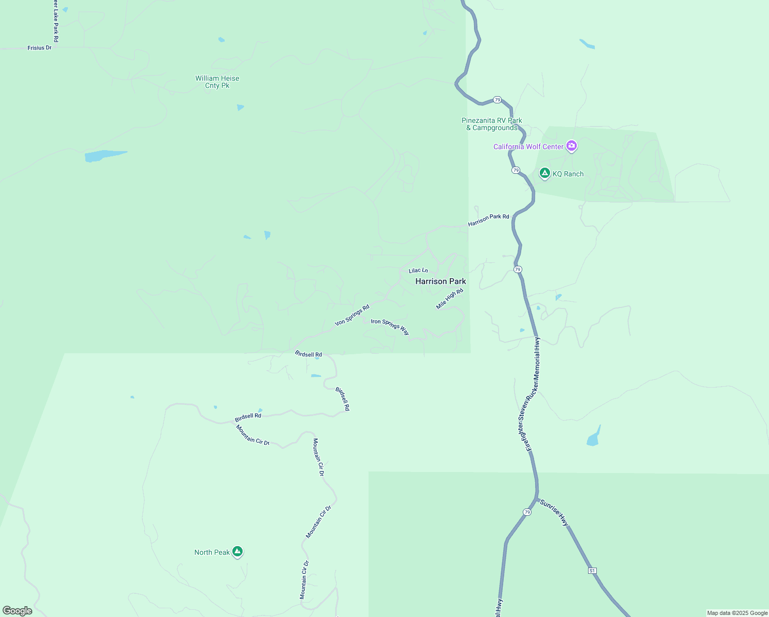 map of restaurants, bars, coffee shops, grocery stores, and more near 17215 Iron Springs Road in Julian