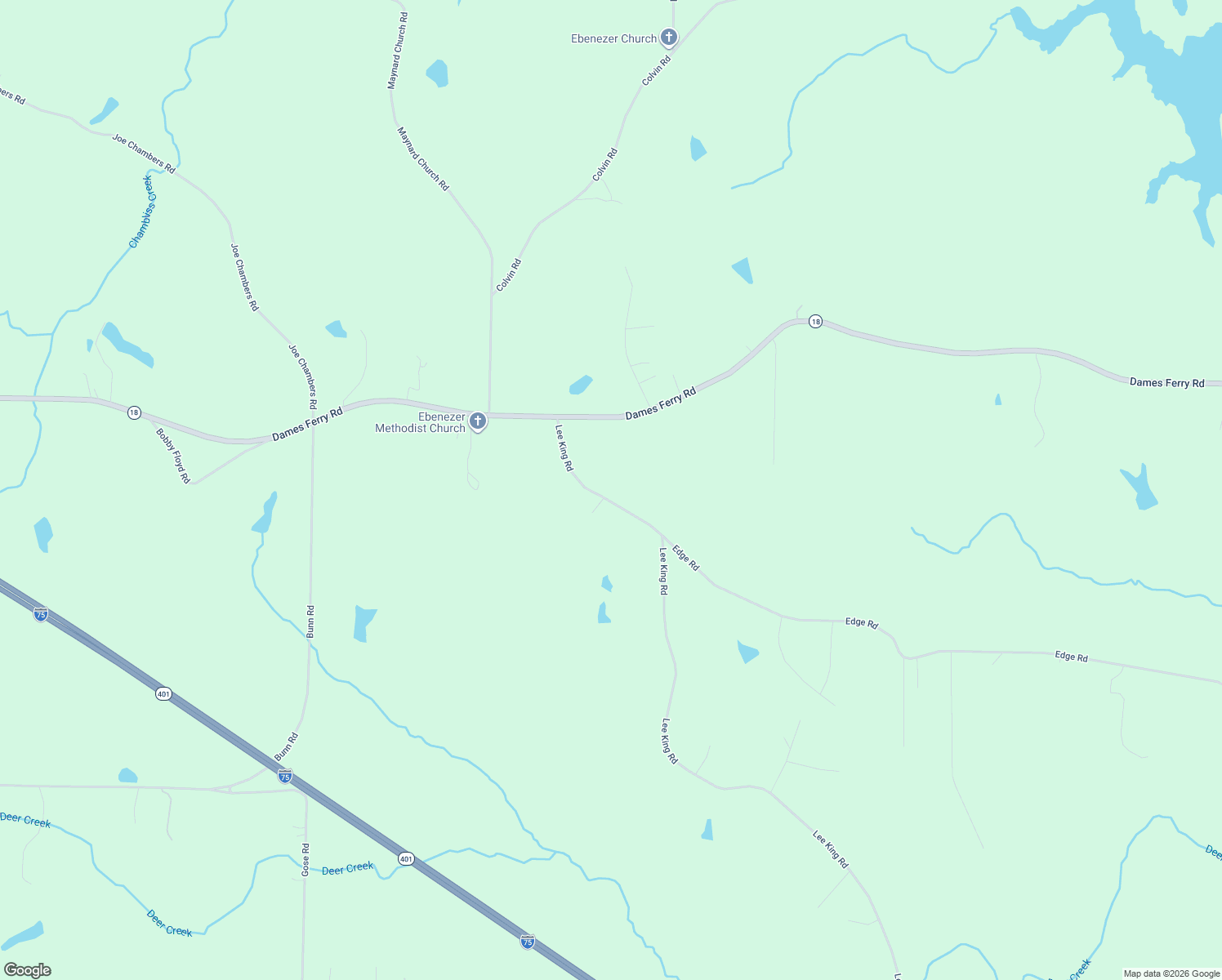 map of restaurants, bars, coffee shops, grocery stores, and more near 16-40 Lee King Road in Forsyth