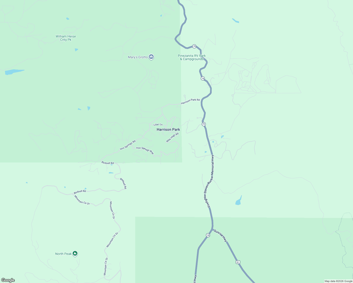 map of restaurants, bars, coffee shops, grocery stores, and more near 17170 Mile High Road in Julian