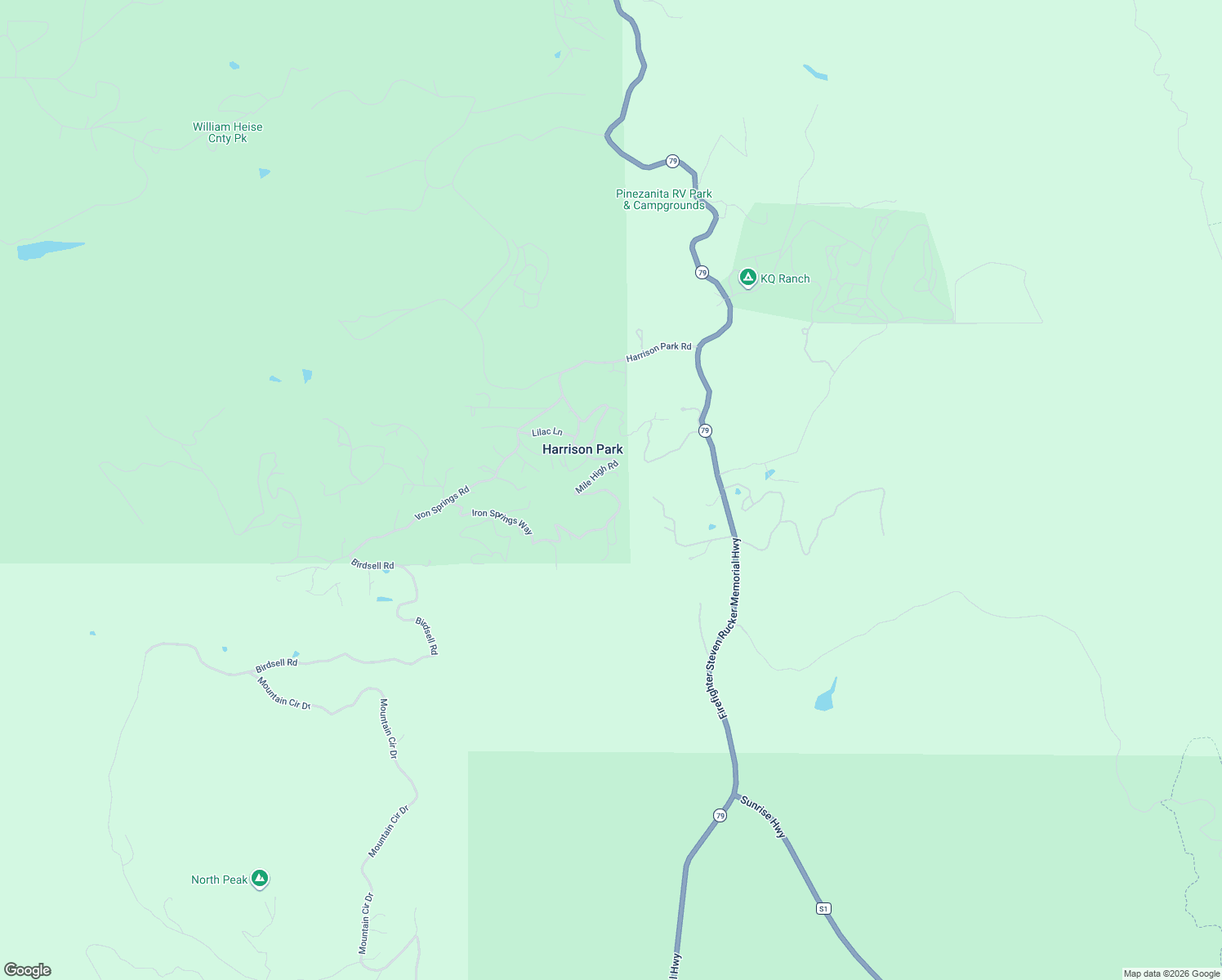 map of restaurants, bars, coffee shops, grocery stores, and more near Mile High Road in San Diego County