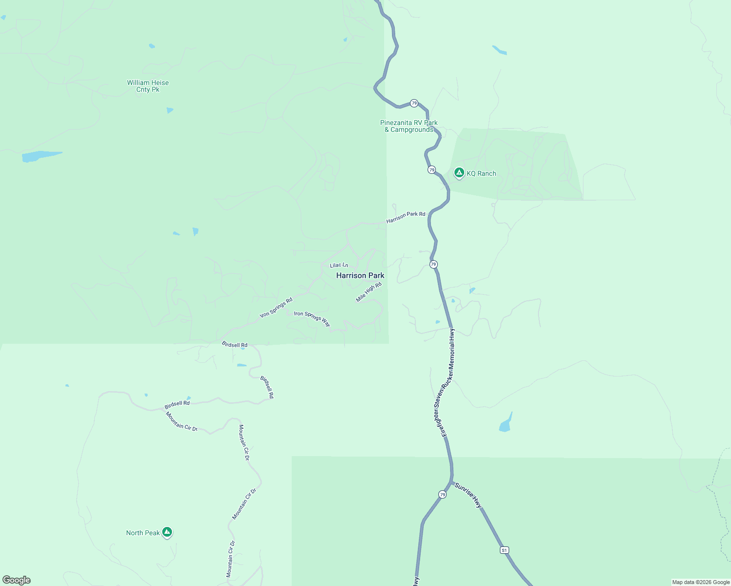 map of restaurants, bars, coffee shops, grocery stores, and more near 17486 Pine Tree Lane in Julian