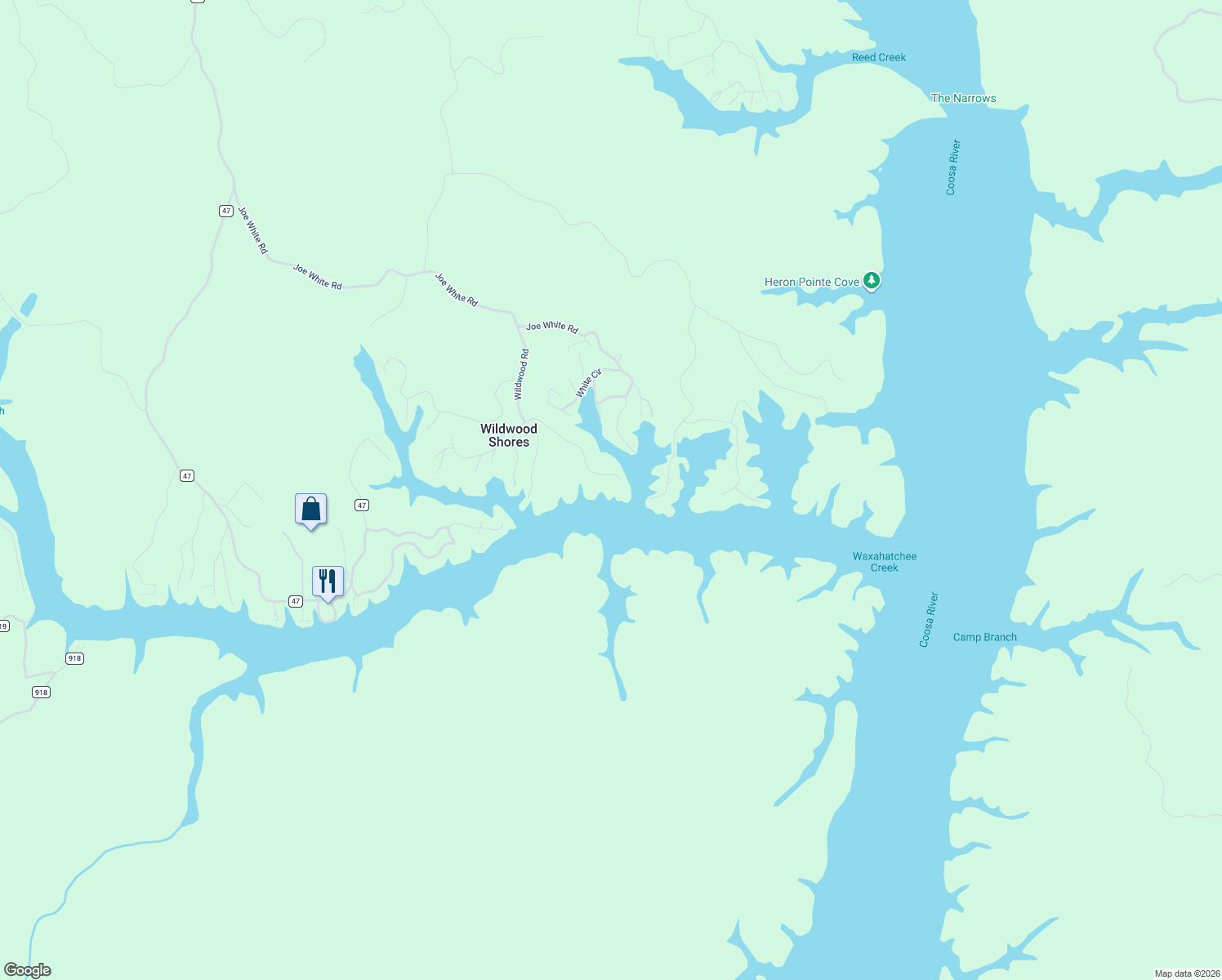 map of restaurants, bars, coffee shops, grocery stores, and more near 380 Ridge Dr in Shelby