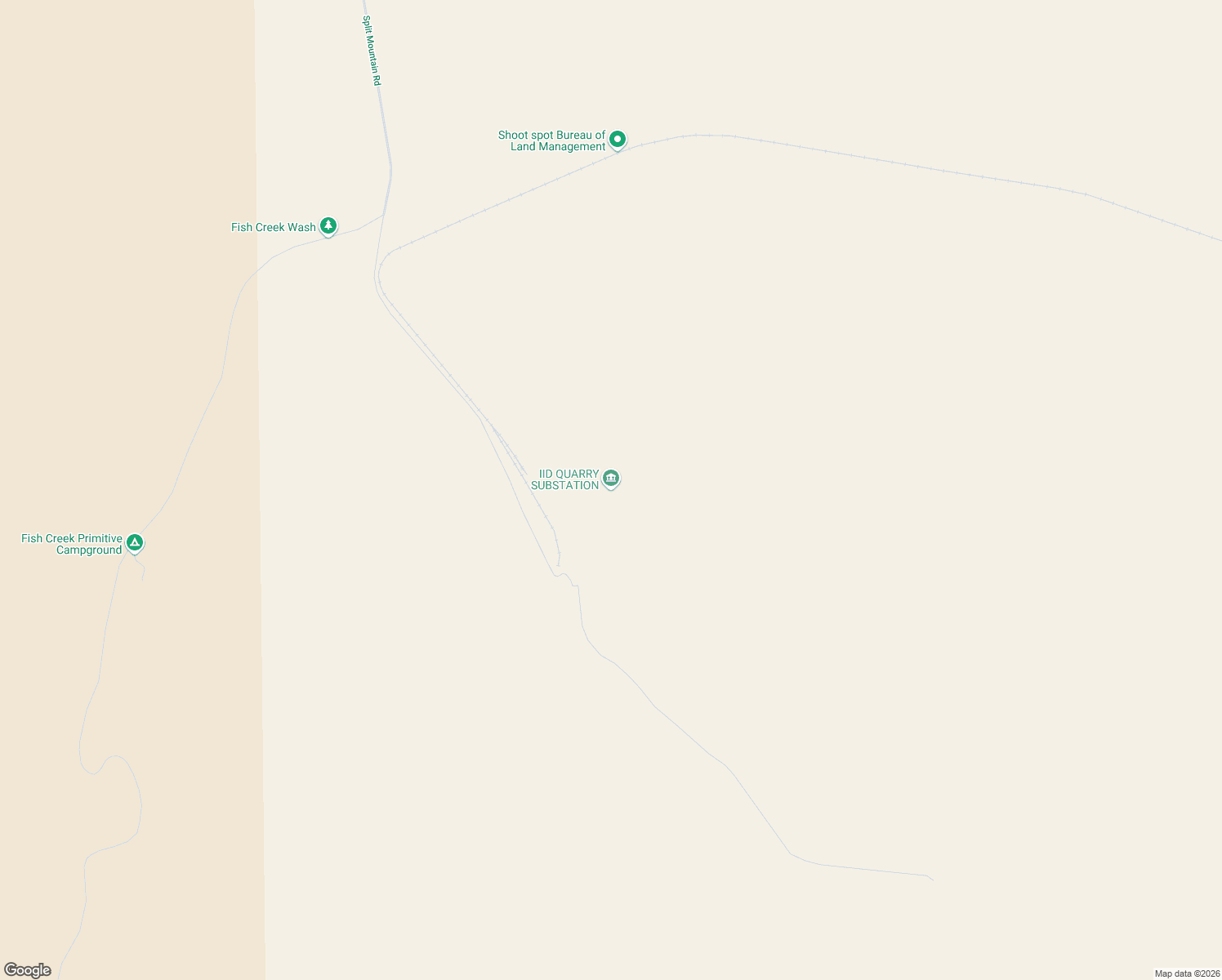 map of restaurants, bars, coffee shops, grocery stores, and more near 5525 Split Mountain Road in Borrego Springs