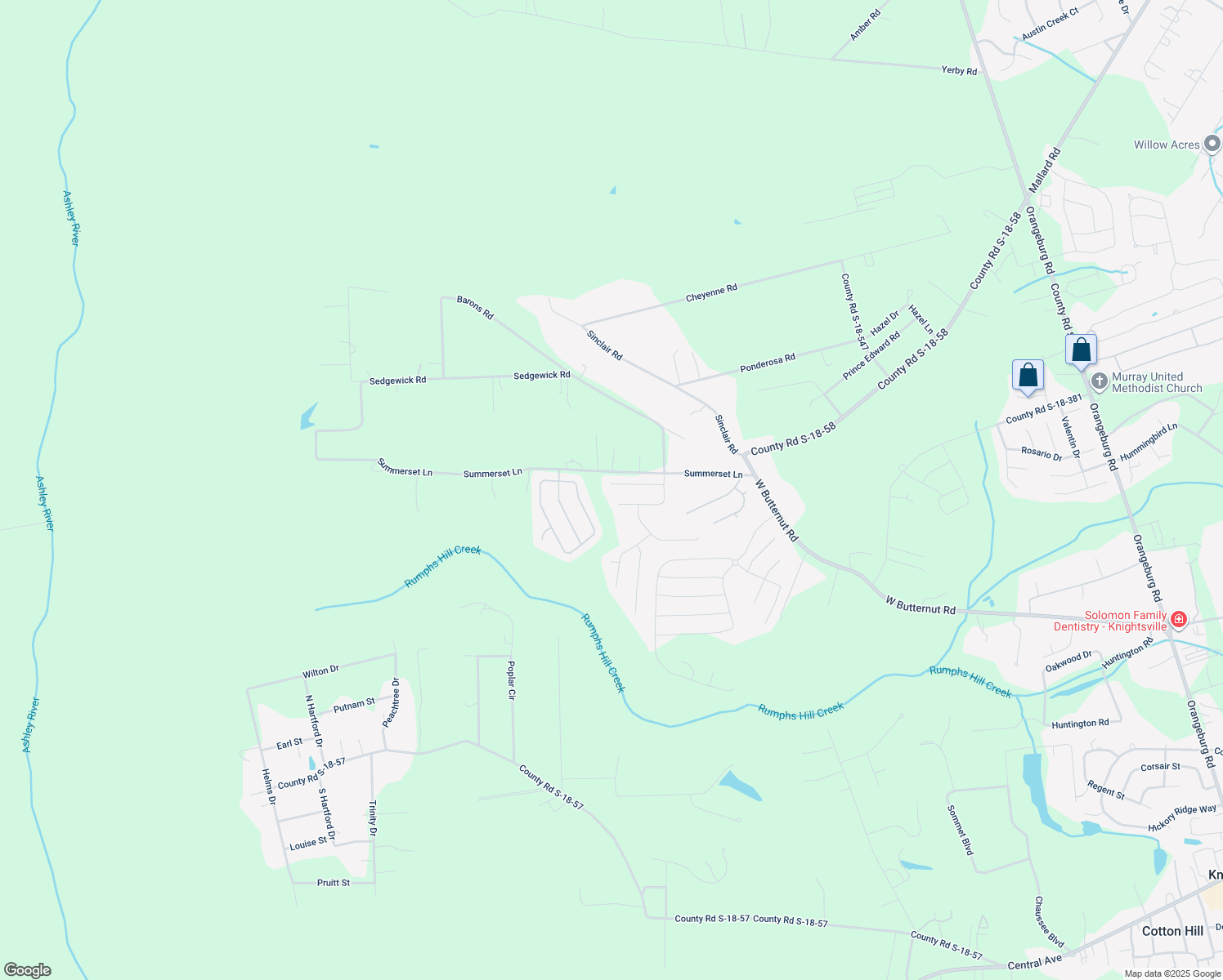 map of restaurants, bars, coffee shops, grocery stores, and more near 131 Ducane Street in Summerville