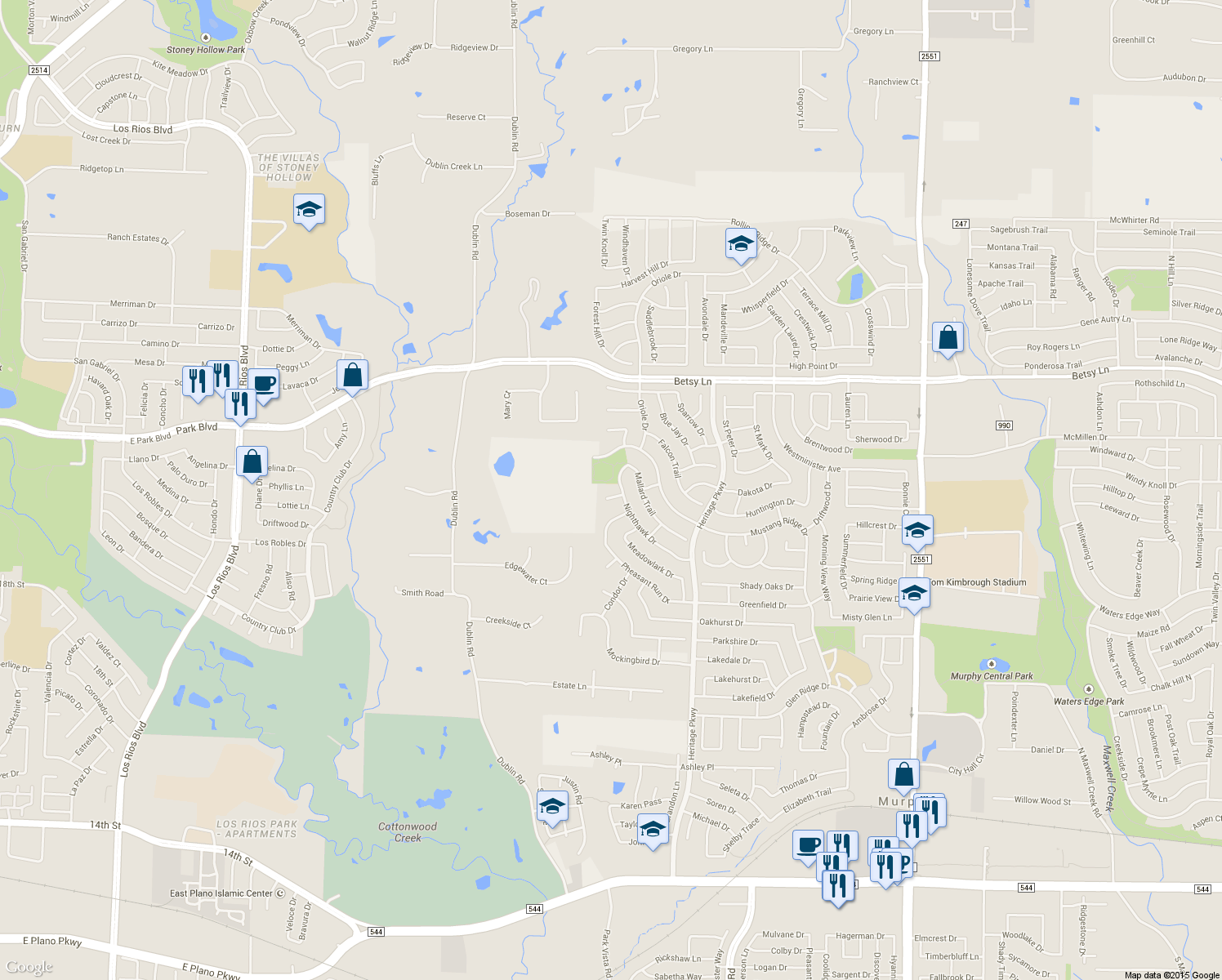 map of restaurants, bars, coffee shops, grocery stores, and more near 705 Sora Drive in Murphy