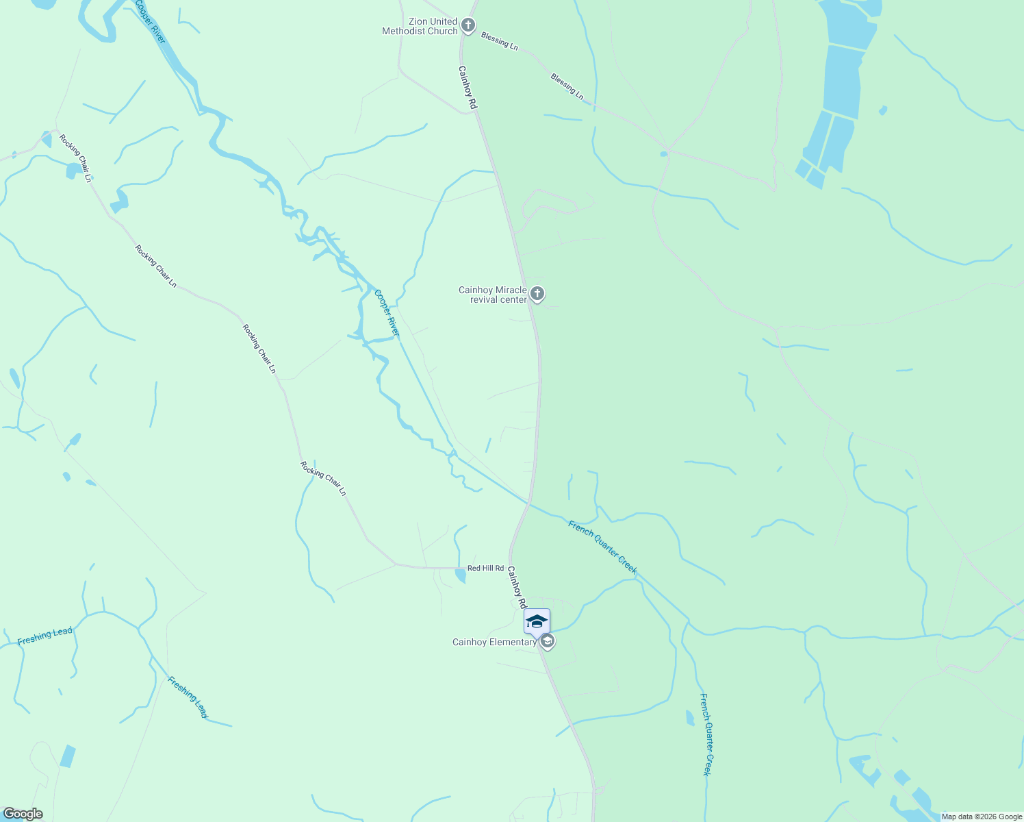 map of restaurants, bars, coffee shops, grocery stores, and more near 618 Jing Jing Ln in Huger