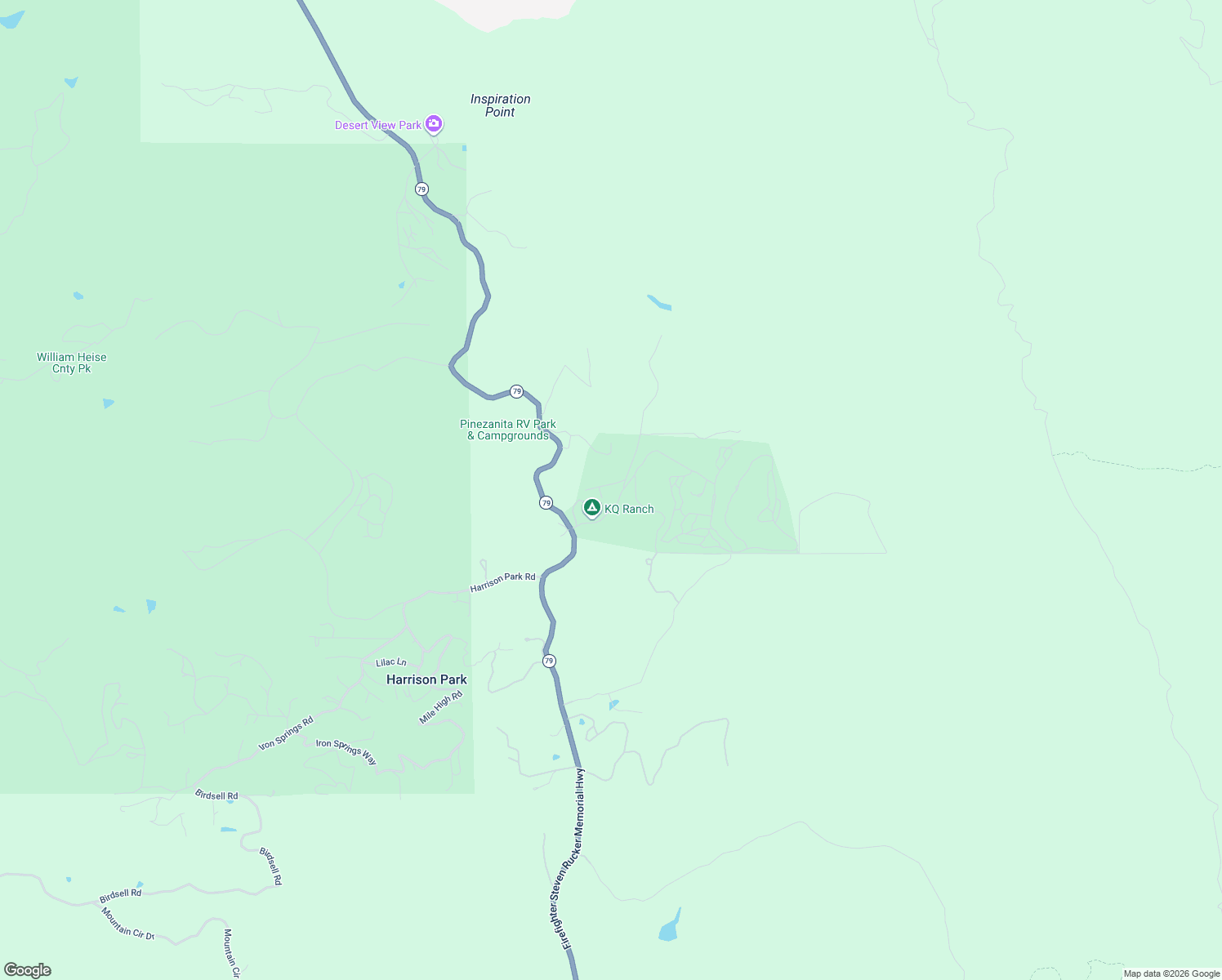 map of restaurants, bars, coffee shops, grocery stores, and more near 484 K Q Ranch Road in Julian