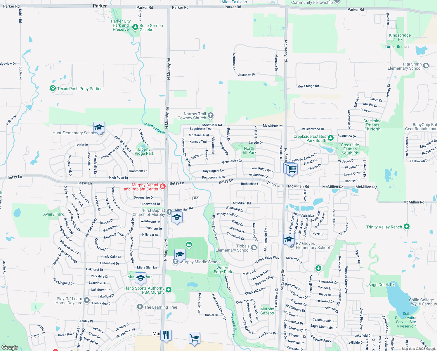 map of restaurants, bars, coffee shops, grocery stores, and more near 405 Ponderosa Trail in Murphy