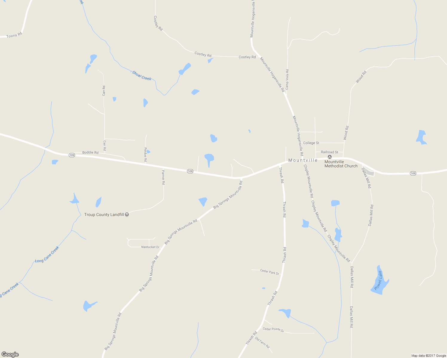 map of restaurants, bars, coffee shops, grocery stores, and more near 4076 Greenville Road in LaGrange