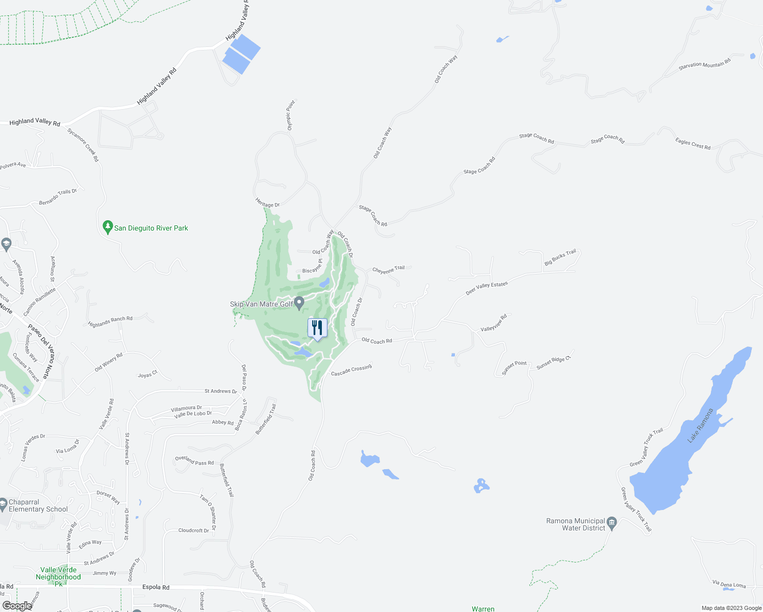 map of restaurants, bars, coffee shops, grocery stores, and more near 14380 Ciera Court in Poway