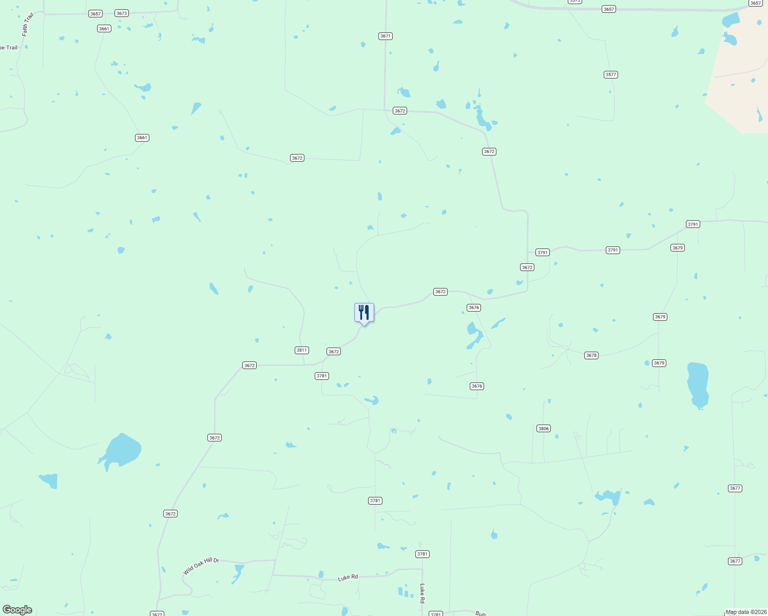 map of restaurants, bars, coffee shops, grocery stores, and more near 1400 County Road 3672 in Springtown