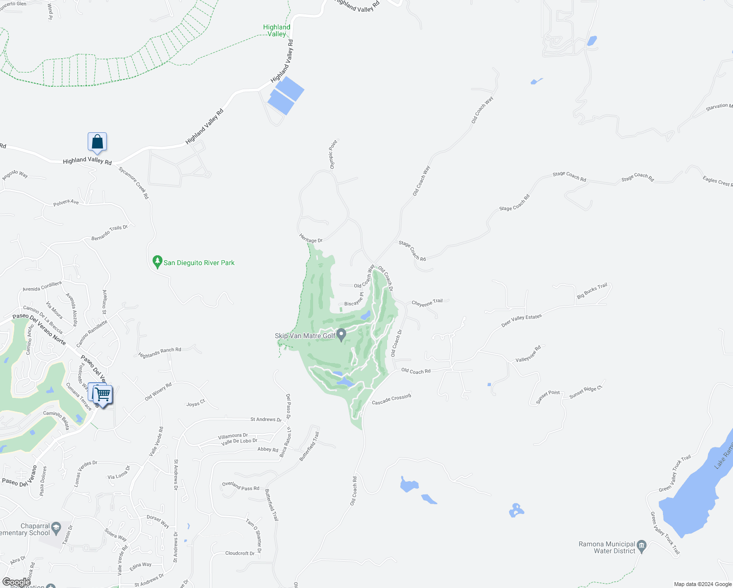 map of restaurants, bars, coffee shops, grocery stores, and more near 14175 Biscayne Place in Poway