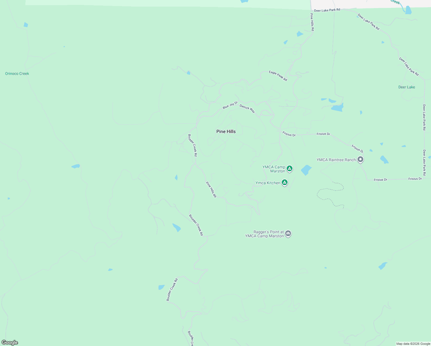 map of restaurants, bars, coffee shops, grocery stores, and more near 5222 Pine Hills Road in Julian