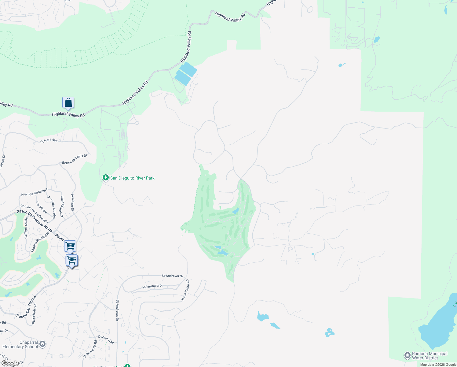 map of restaurants, bars, coffee shops, grocery stores, and more near 14165 Bryce Point in Poway