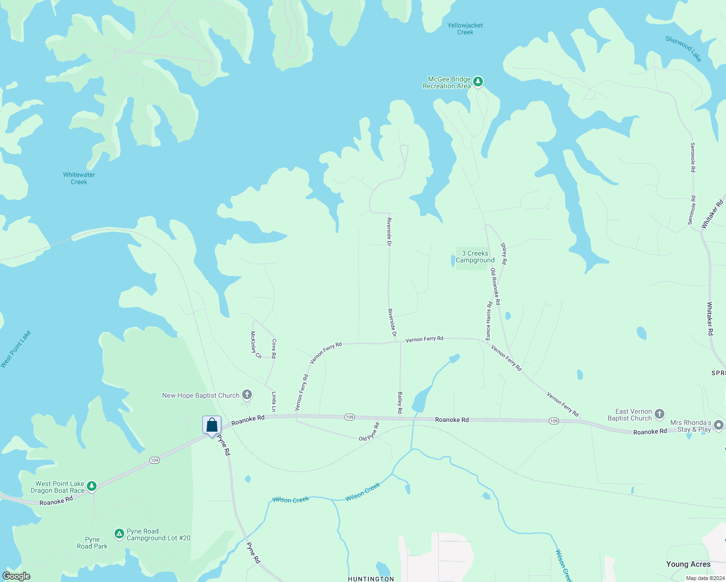 map of restaurants, bars, coffee shops, grocery stores, and more near 126 North Lake Drive in LaGrange