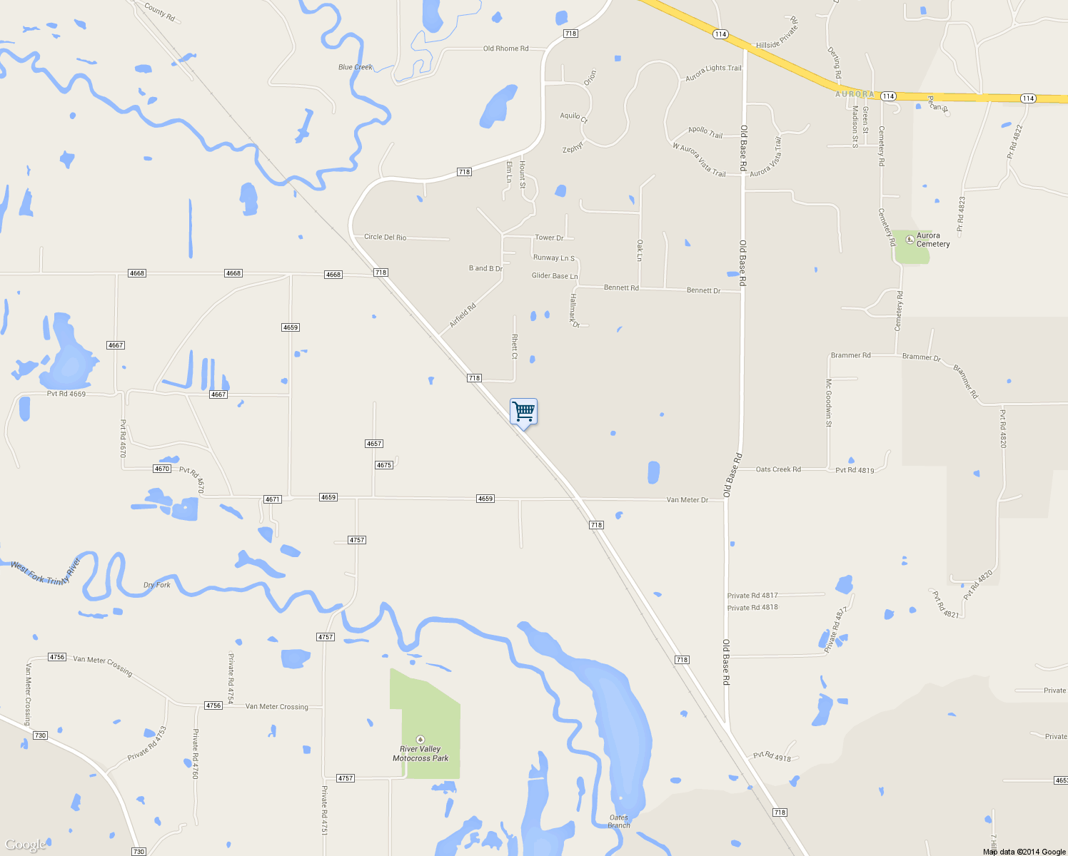 map of restaurants, bars, coffee shops, grocery stores, and more near 2401 Farm to Market Road 718 in Rhome