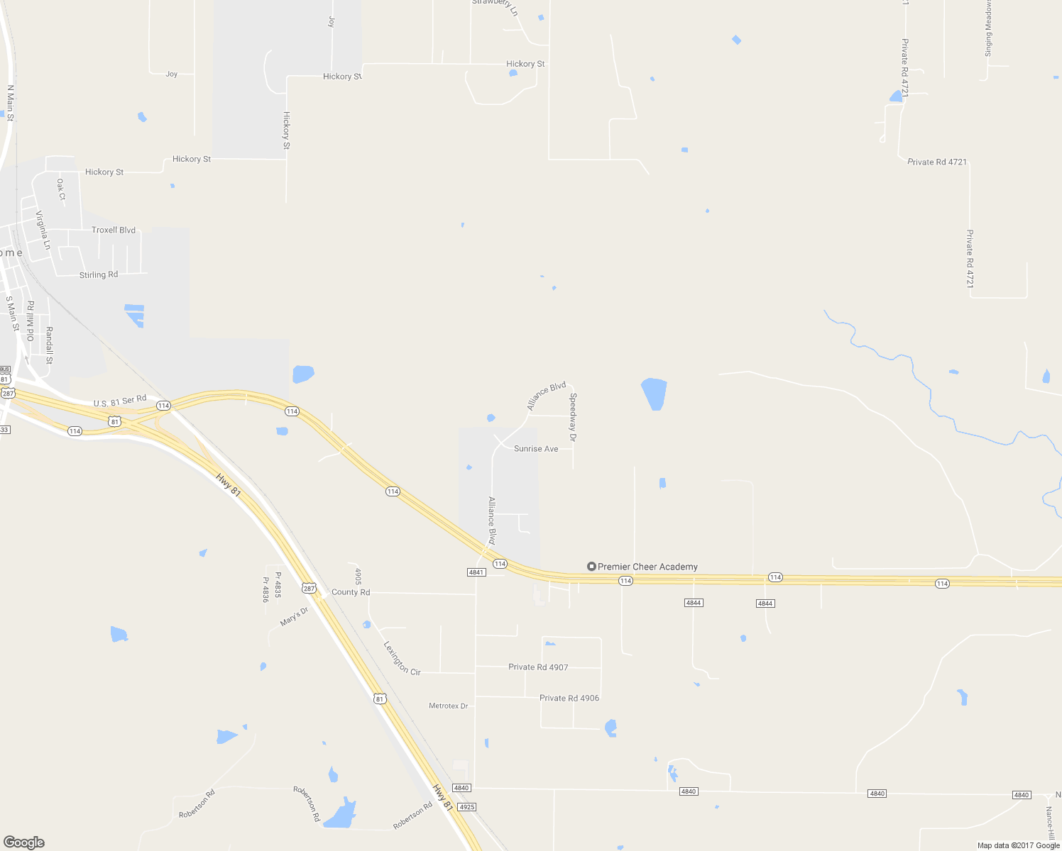 map of restaurants, bars, coffee shops, grocery stores, and more near 1214 Alliance Boulevard in Rhome