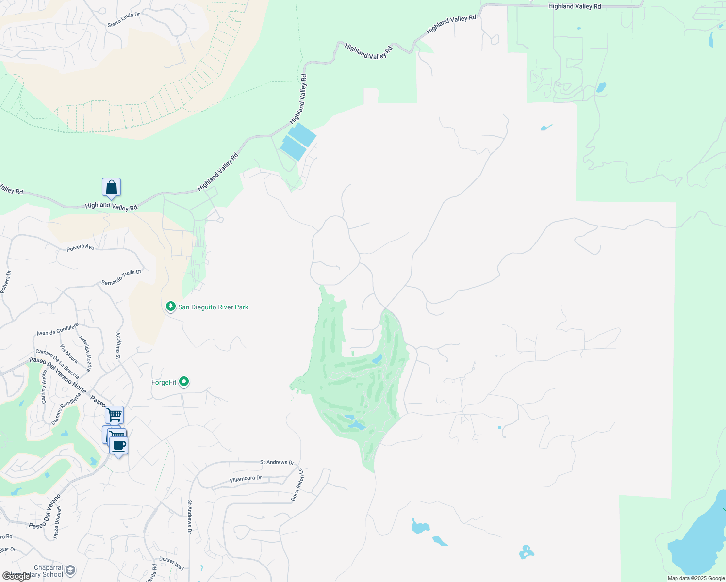 map of restaurants, bars, coffee shops, grocery stores, and more near 14170 Bryce Point in Poway