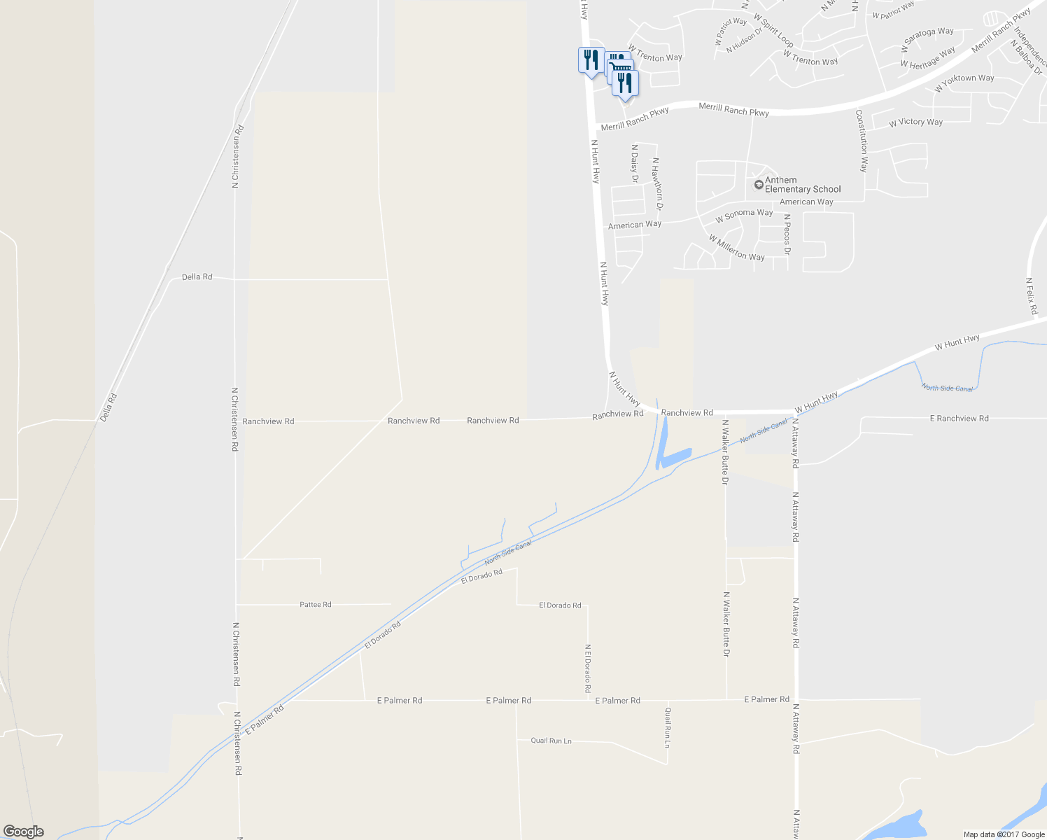 map of restaurants, bars, coffee shops, grocery stores, and more near Ranchview Road in Florence