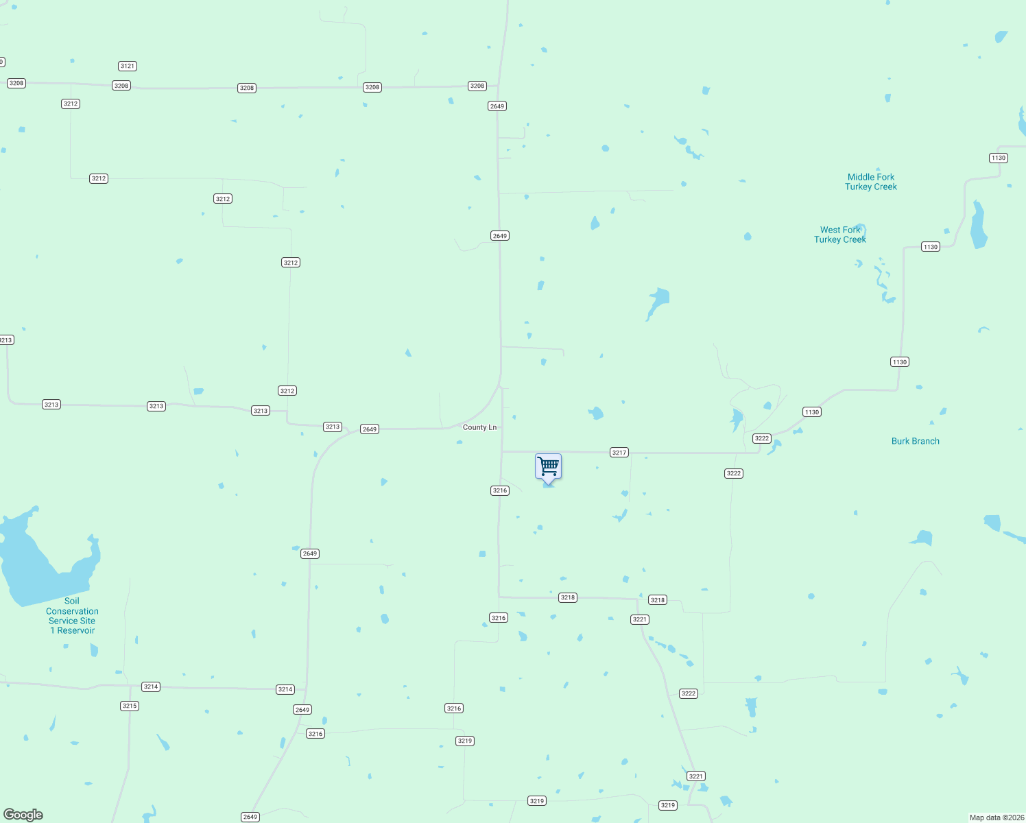 map of restaurants, bars, coffee shops, grocery stores, and more near 3423 County Road 3216 in Lone Oak