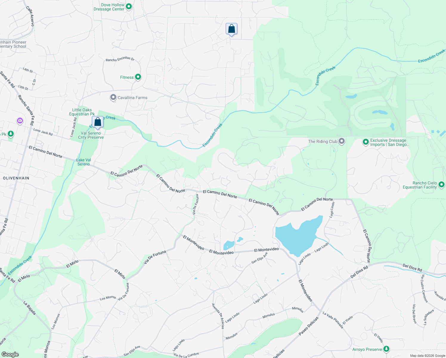map of restaurants, bars, coffee shops, grocery stores, and more near 18245 Paseo Victoria in Rancho Santa Fe