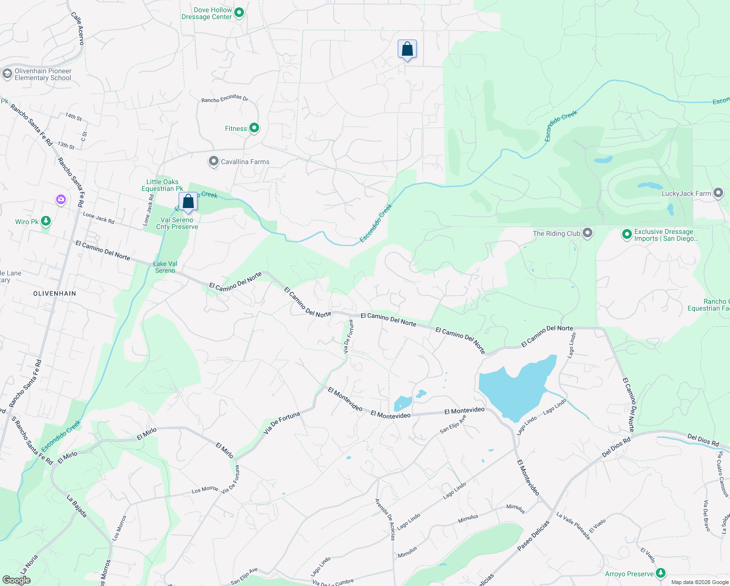 map of restaurants, bars, coffee shops, grocery stores, and more near 5918 La Cazadora in Rancho Santa Fe