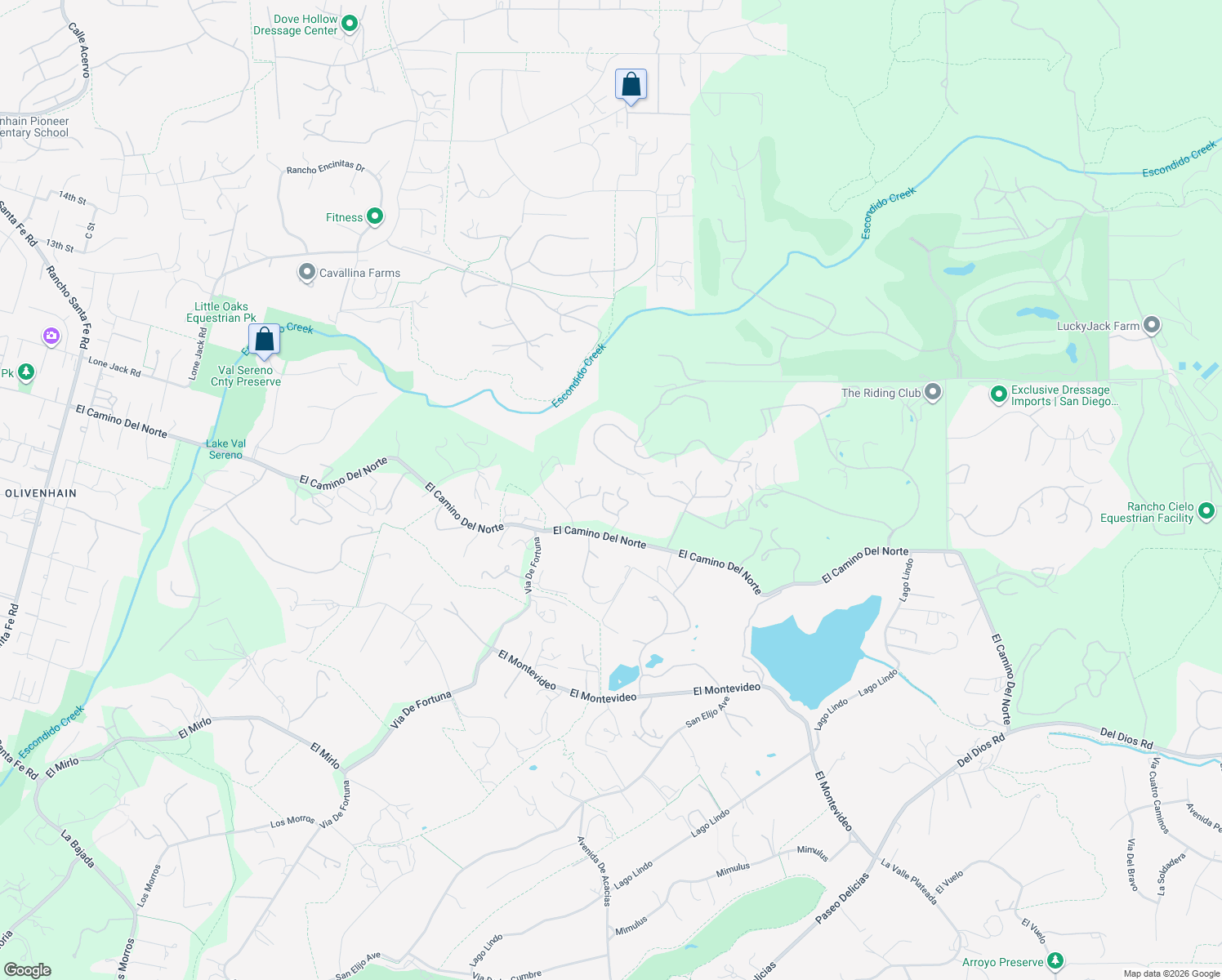 map of restaurants, bars, coffee shops, grocery stores, and more near 5939 La Cazadora in Rancho Santa Fe