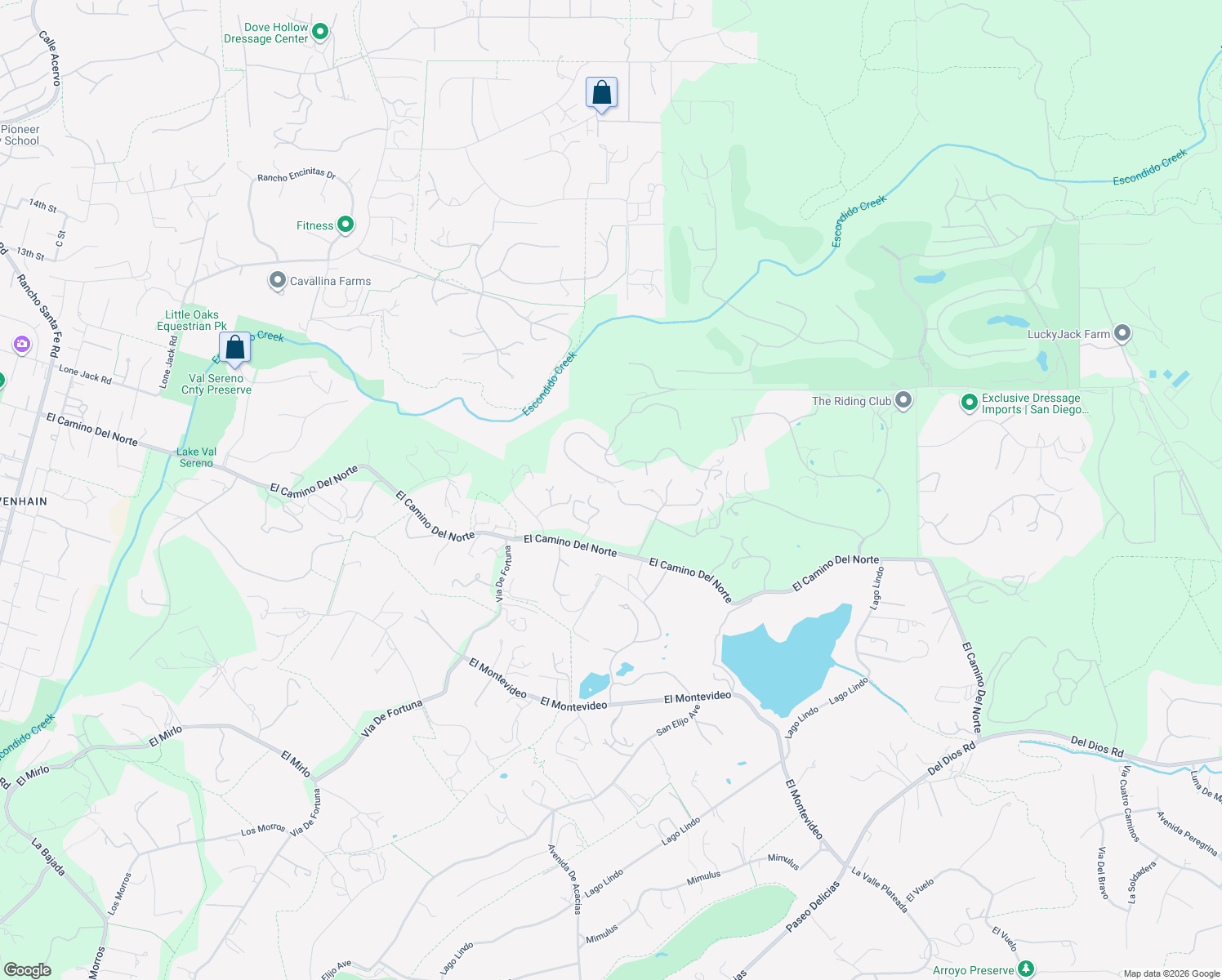 map of restaurants, bars, coffee shops, grocery stores, and more near 18102 Via Ascenso in Rancho Santa Fe