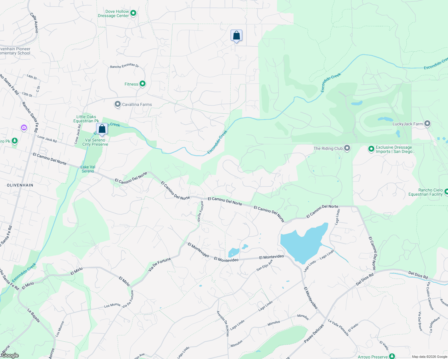 map of restaurants, bars, coffee shops, grocery stores, and more near 5939 La Cazadora in Rancho Santa Fe