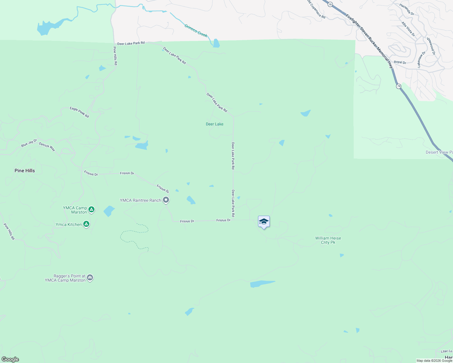 map of restaurants, bars, coffee shops, grocery stores, and more near 4430 Deer Lake Park Road in Julian