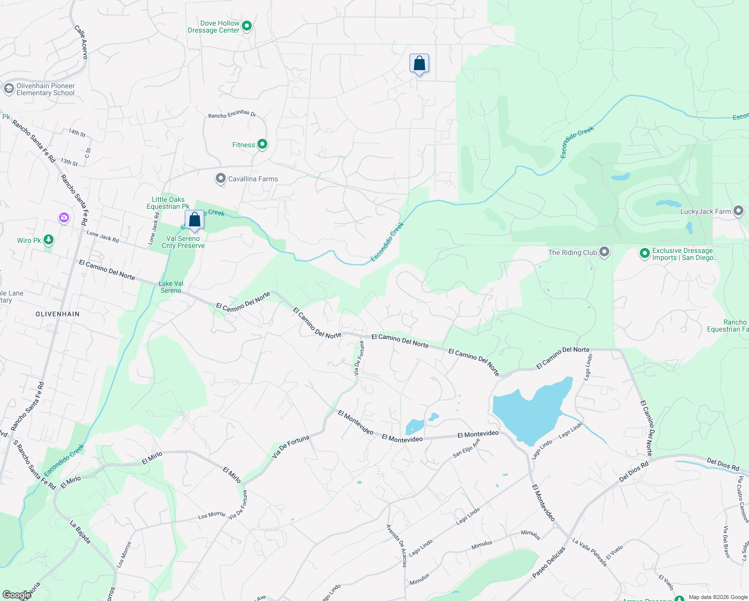map of restaurants, bars, coffee shops, grocery stores, and more near 5918 La Cazadora in Rancho Santa Fe