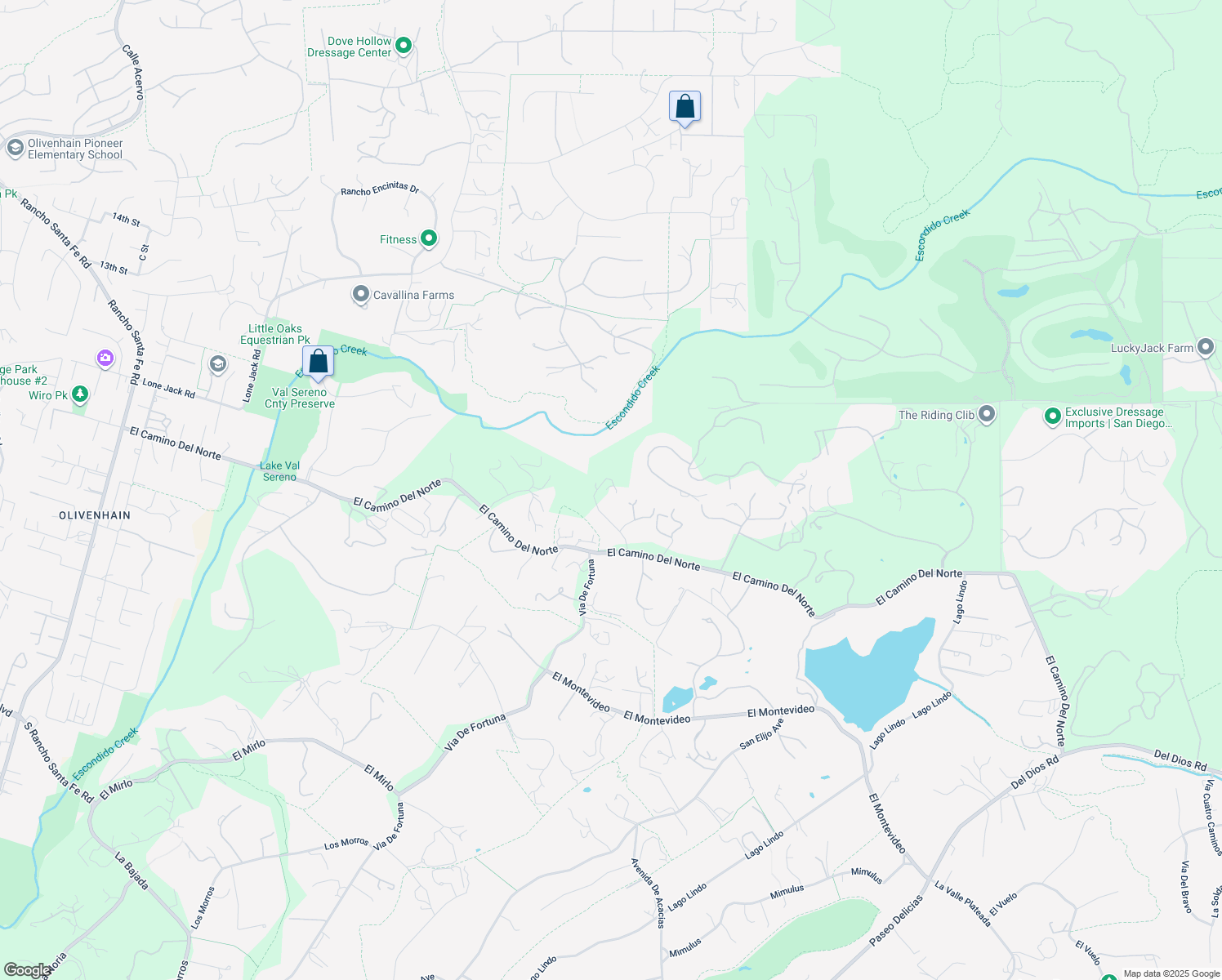 map of restaurants, bars, coffee shops, grocery stores, and more near 18383 Colina Fuerte in Rancho Santa Fe