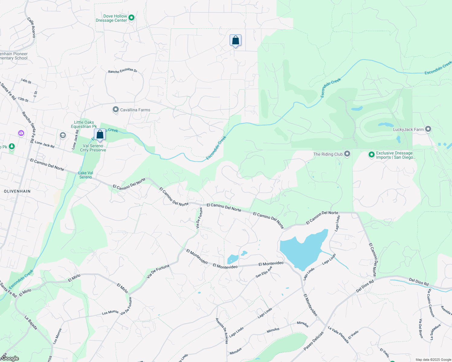map of restaurants, bars, coffee shops, grocery stores, and more near 18150 Via Ascenso in Rancho Santa Fe