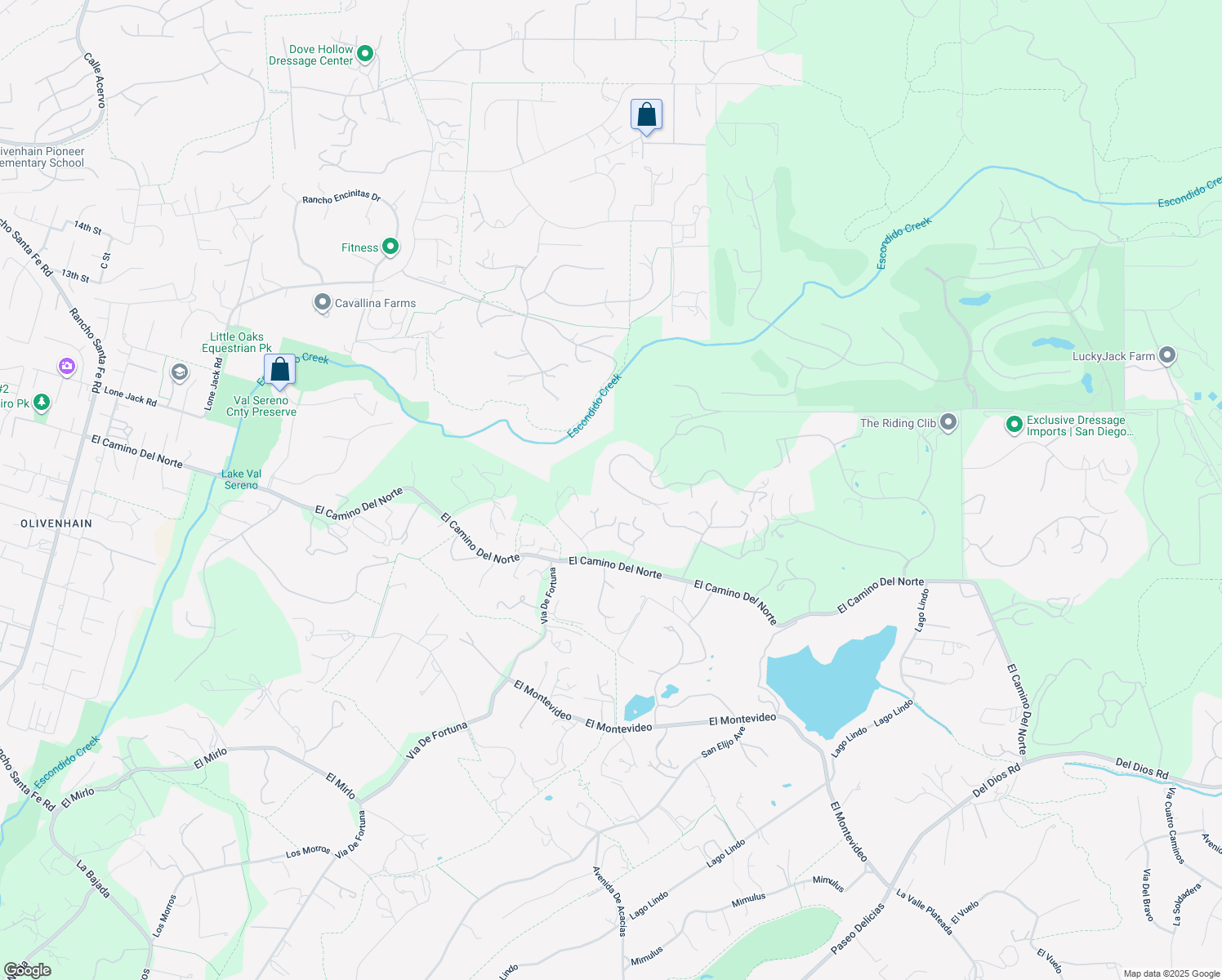 map of restaurants, bars, coffee shops, grocery stores, and more near 18174 Via Ascenso in Rancho Santa Fe