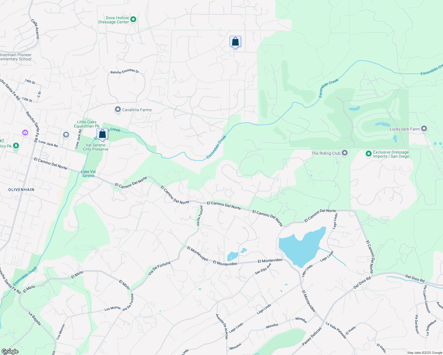 map of restaurants, bars, coffee shops, grocery stores, and more near 18174 Via Ascenso in Rancho Santa Fe