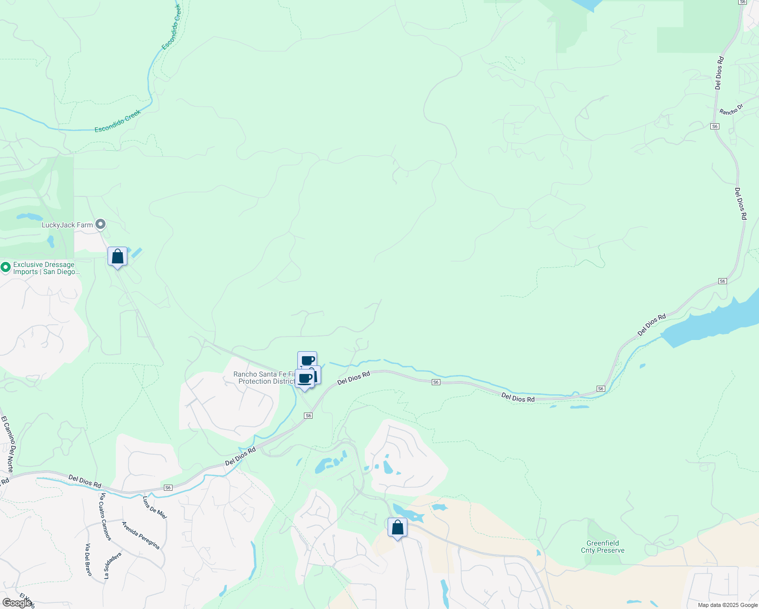 map of restaurants, bars, coffee shops, grocery stores, and more near 7804 Via Dora in Escondido