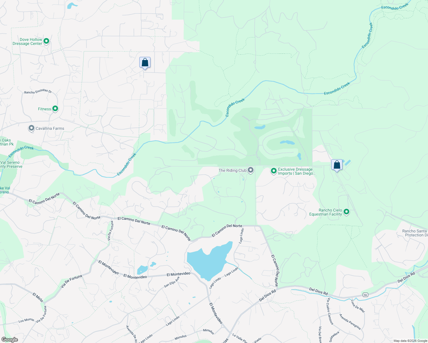 map of restaurants, bars, coffee shops, grocery stores, and more near 6565 Calle Reina in Rancho Santa Fe