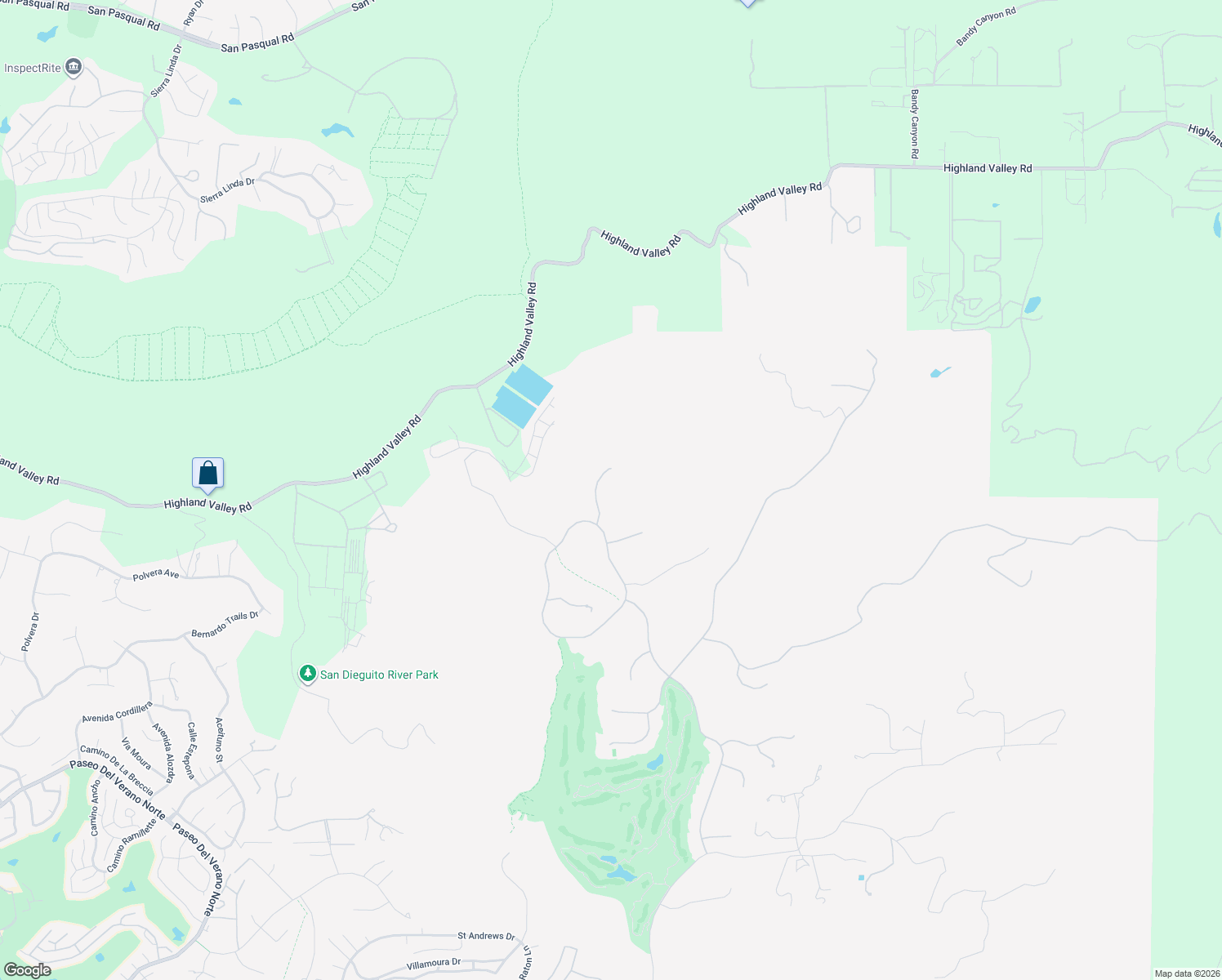 map of restaurants, bars, coffee shops, grocery stores, and more near 18805 Olympic Point in Poway