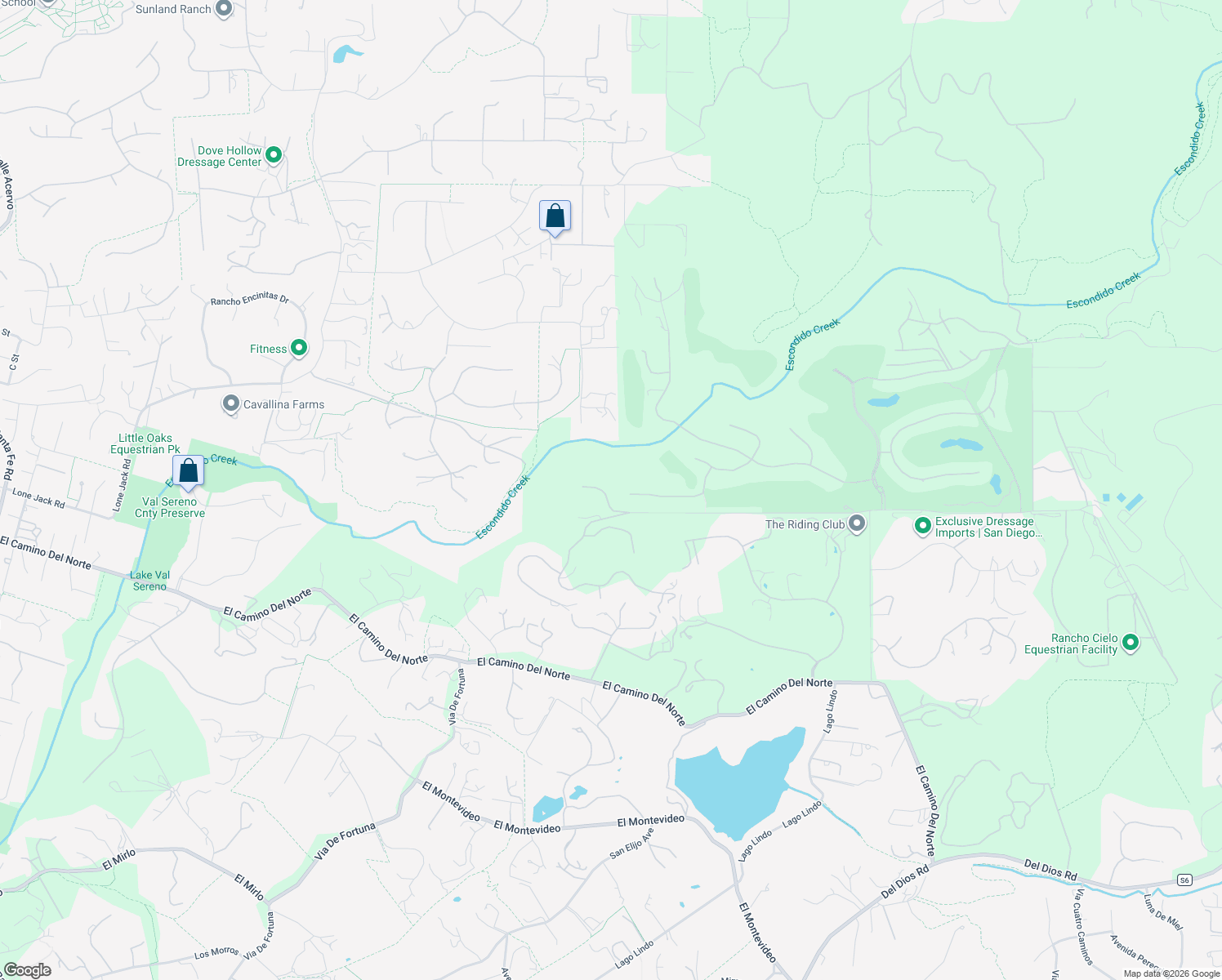 map of restaurants, bars, coffee shops, grocery stores, and more near 6160 Avenida Del Duque in Rancho Santa Fe