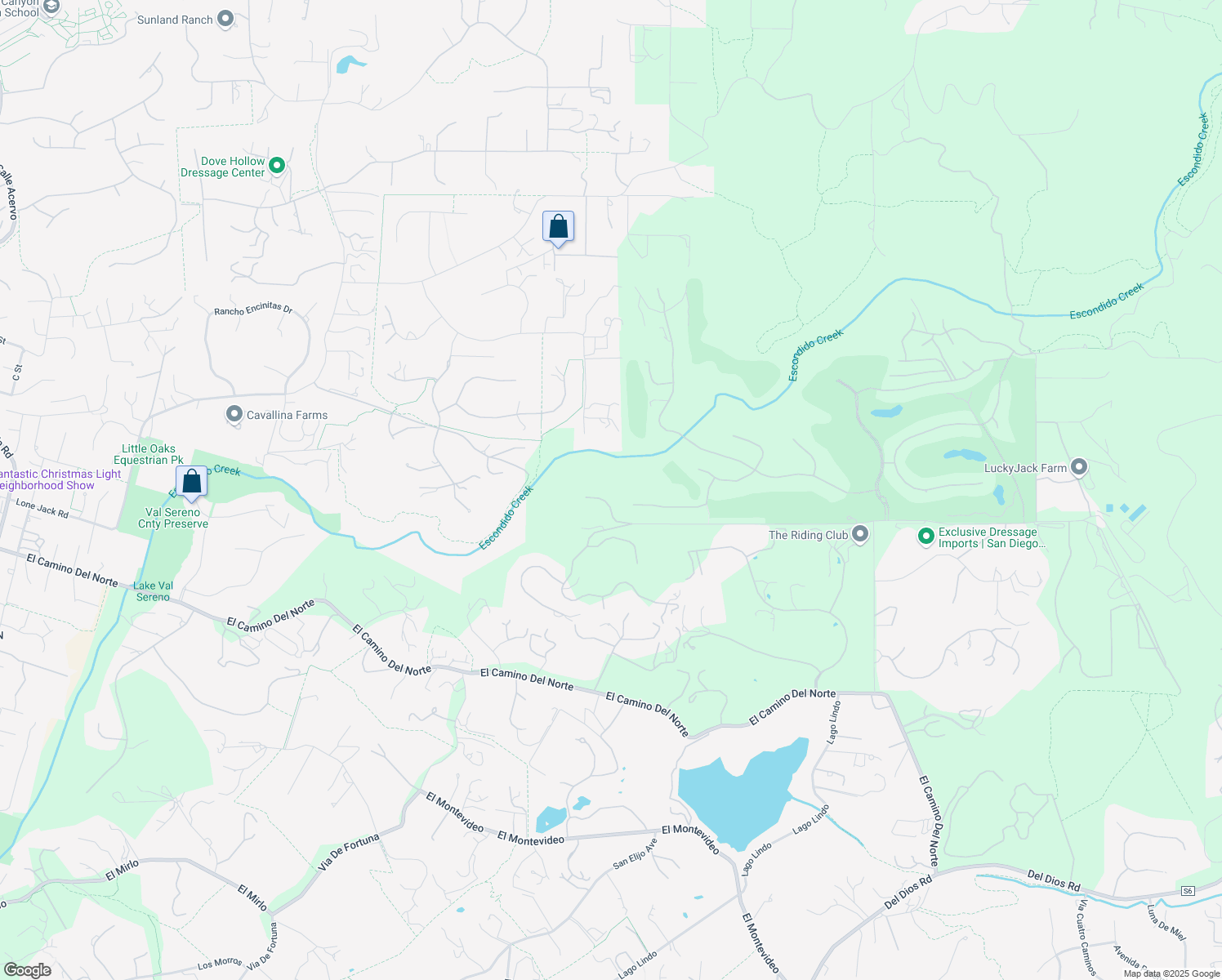map of restaurants, bars, coffee shops, grocery stores, and more near 6152 Avenida Del Duque in Rancho Santa Fe
