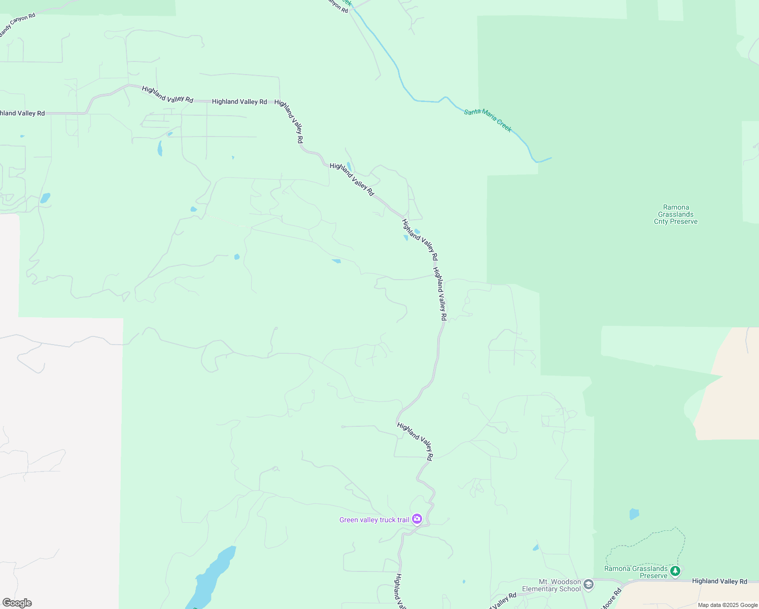 map of restaurants, bars, coffee shops, grocery stores, and more near 16255 Highland Valley Road in Ramona