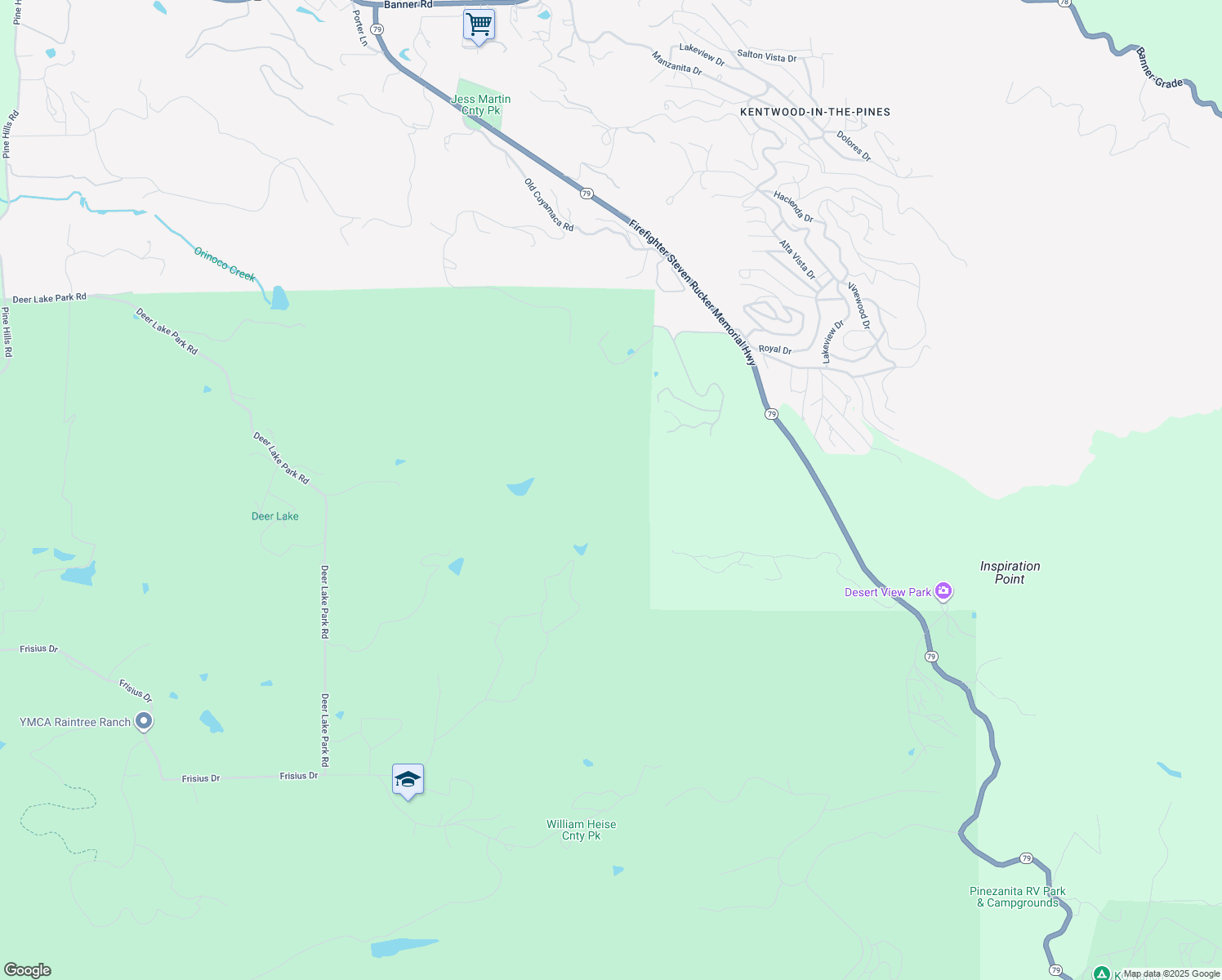 map of restaurants, bars, coffee shops, grocery stores, and more near 4760 Belvedere Drive in Julian