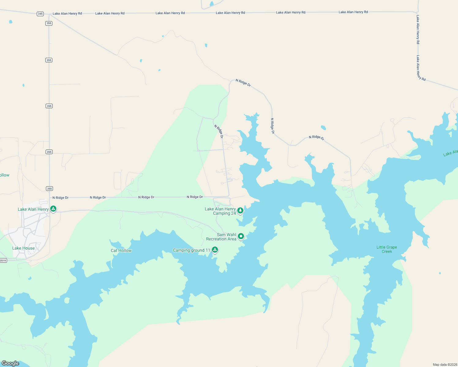 map of restaurants, bars, coffee shops, grocery stores, and more near 2 North Ridge Drive in Justiceburg