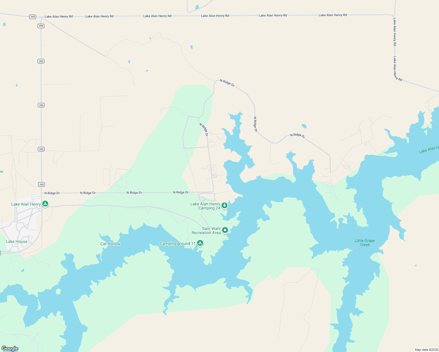 map of restaurants, bars, coffee shops, grocery stores, and more near 2 North Ridge Drive in Justiceburg