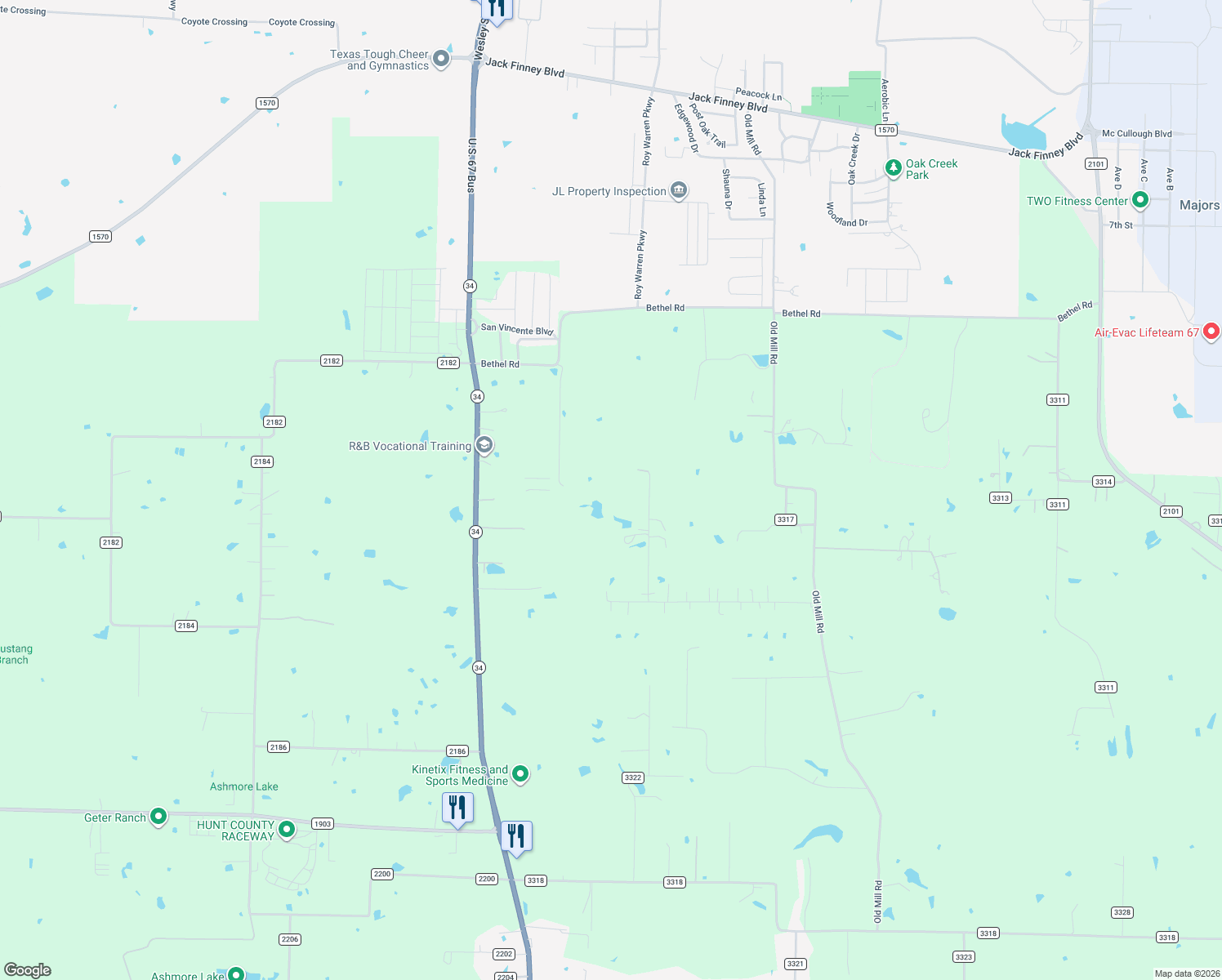 map of restaurants, bars, coffee shops, grocery stores, and more near 3174 Neola Rd in Greenville