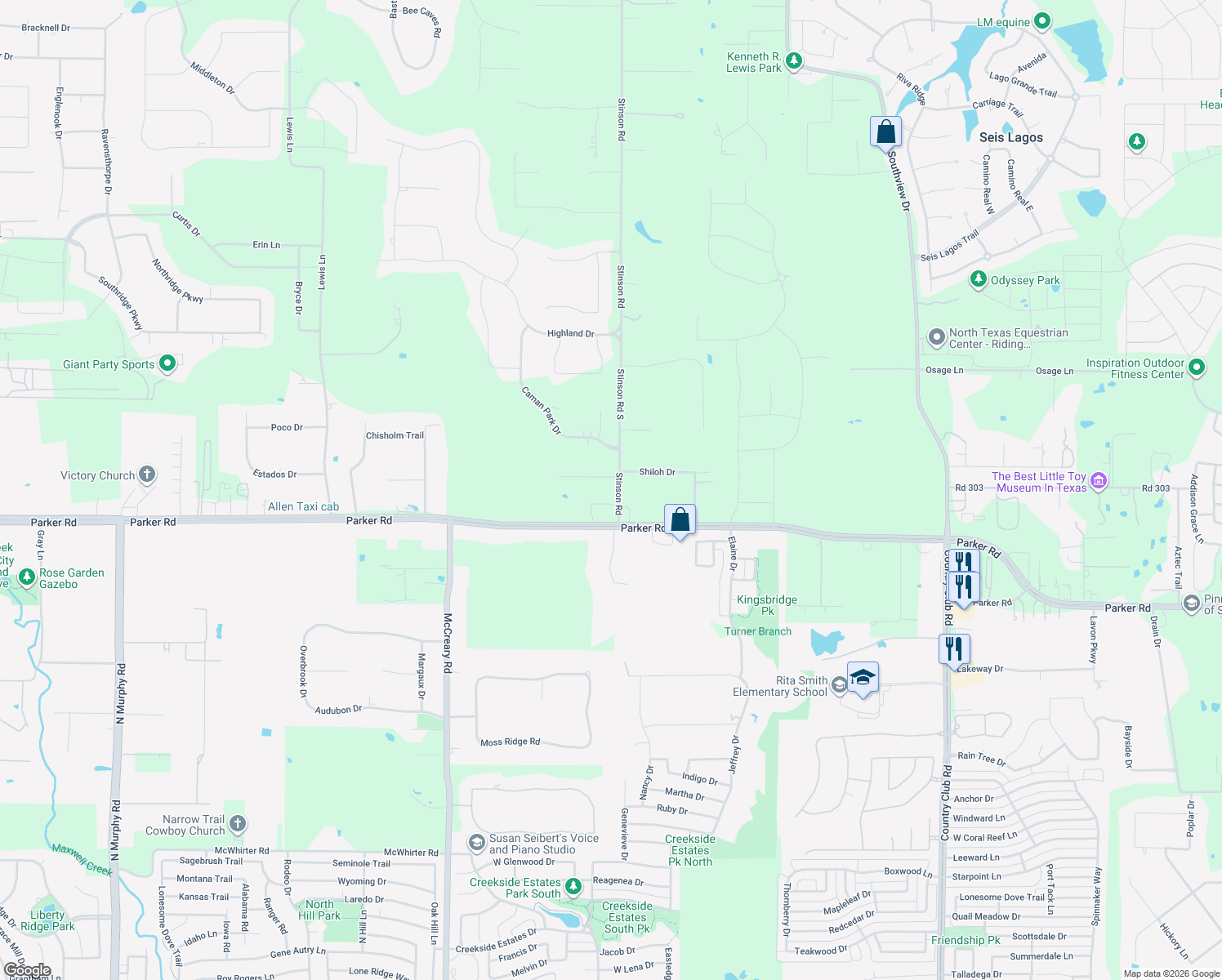 map of restaurants, bars, coffee shops, grocery stores, and more near 1 Janna Way in Allen