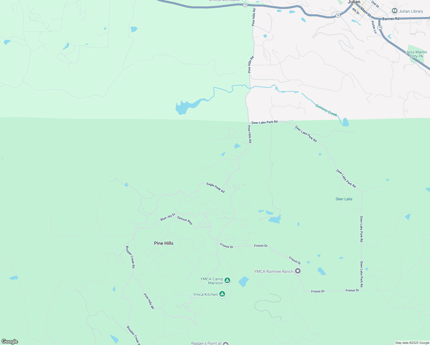 map of restaurants, bars, coffee shops, grocery stores, and more near 3919 Lazy Jays Way in Julian