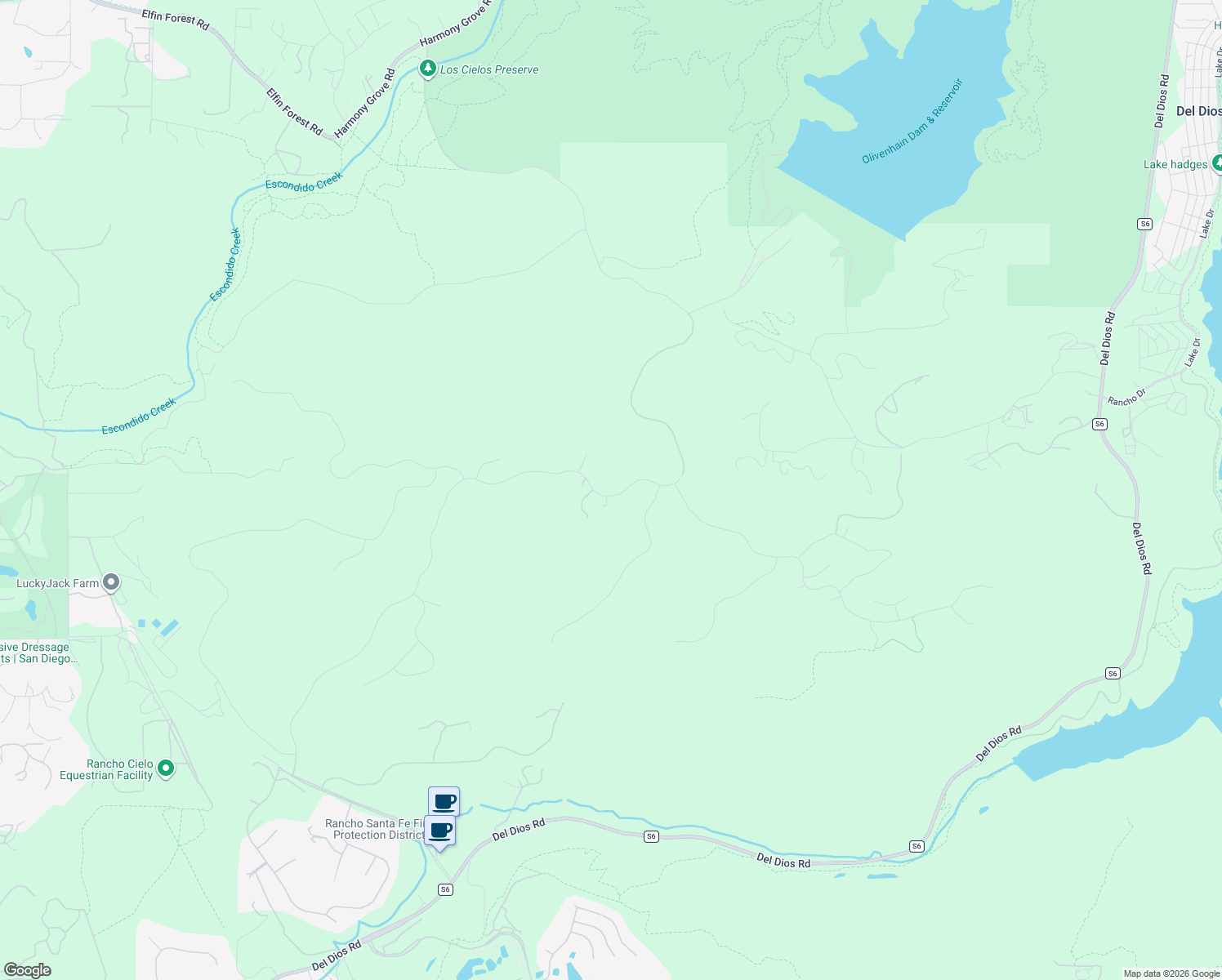 map of restaurants, bars, coffee shops, grocery stores, and more near 18469 Via Ambiente in Rancho Santa Fe