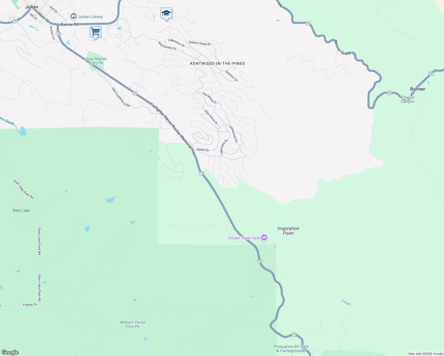 map of restaurants, bars, coffee shops, grocery stores, and more near 4010 Imperial Drive in Julian