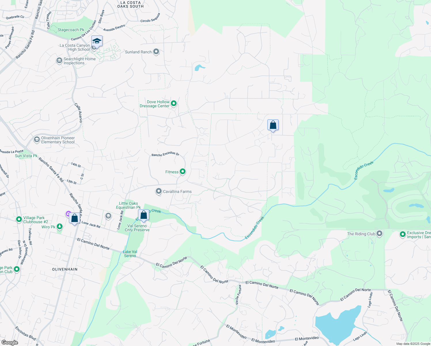 map of restaurants, bars, coffee shops, grocery stores, and more near 3226 Violet Ridge in Encinitas